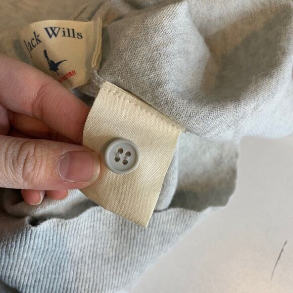 Jack Wills Cardigan Womens 8 Gray Cotton Button Front Lace Sleeve Sheer Panels - Picture 12 of 14